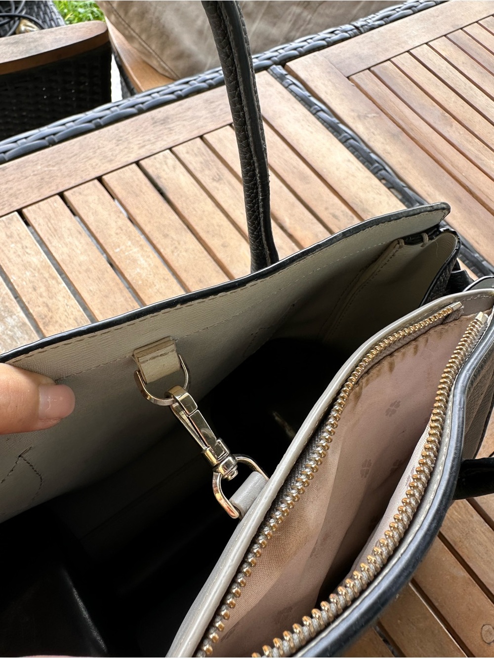 kate spade Black Pebbled Leather Satchel with Gold Logo - Picture 8 of 11